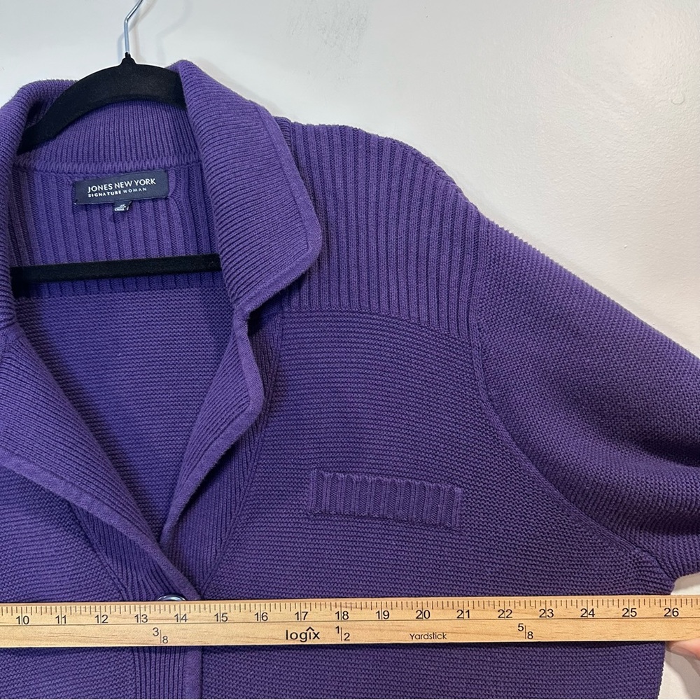 JONES NEW YORK SIGNATURE WOMAN Jacket Purple Cotton Blend Cardigan Size 3X - Picture 6 of 7